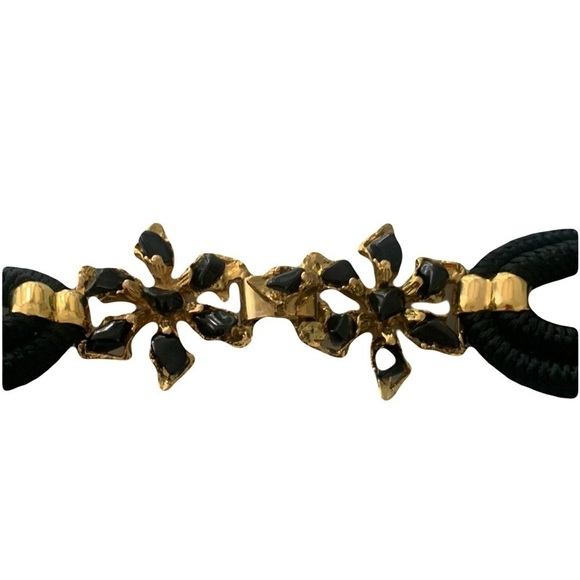 Vintage Jeweled Statement Belt or Necklace /Collar Black Franklab Designer main image 4